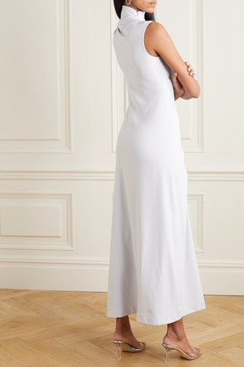 Off-White Drawstring-embellished Crepe Midi Dress - Light gray