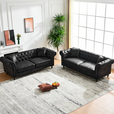 Mercer41 3+3 Seater Couch In Brown High-Tech Fabric Upholstery Soft Seating Experience And Classic Mid Century Design For Apartments Brown Seat With Roll