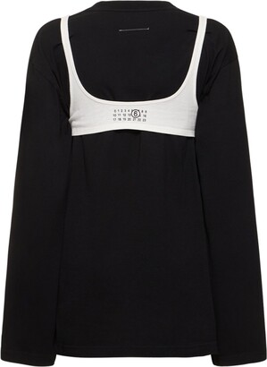 ブラジャー MM6 Maison Margiela Bras and tops MM6 MAISON MARGIELA Cotton jersey t-shirt w/bra - ShopStyle