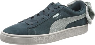 puma suede bow trainers in light green