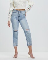 Thumbnail for your product : Glamorous Women's Blue Crop - Skinny Leg Mom Jeans - Size 10 at The Iconic