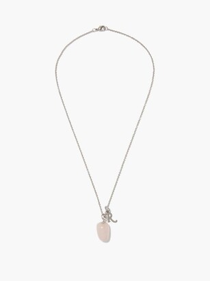 Raf Simons Logo-charm And Rose-quartz Necklace - Pink
