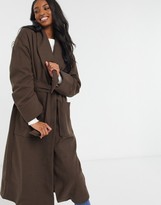 Thumbnail for your product : ASOS Tall ASOS DESIGN Tall hero robe belted coat in brown