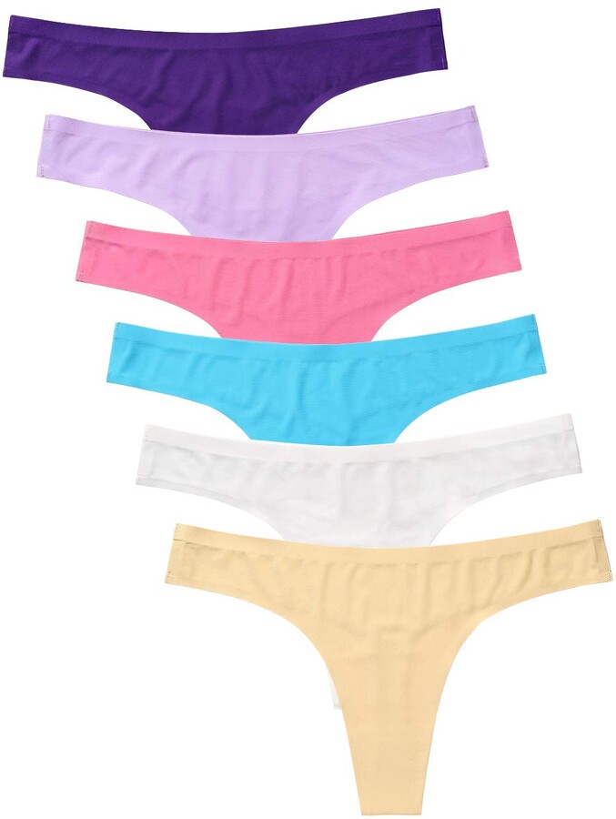 Gneph Womens Underwear Thongs Low Rise Seamless Thong Stretch Invisible 