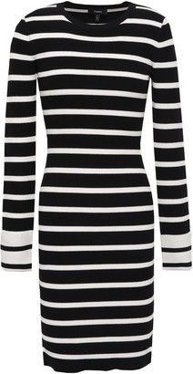 Theory Striped Ribbed-knit Mini Dress