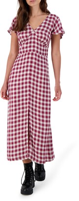 pink gingham maxi dress