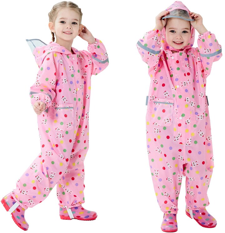 Baogaier Kids Puddle Suit Girls Waterproof All in One Rainsuit