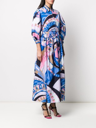 Emilio Pucci Abstract-Print Puff-Sleeve Dress
