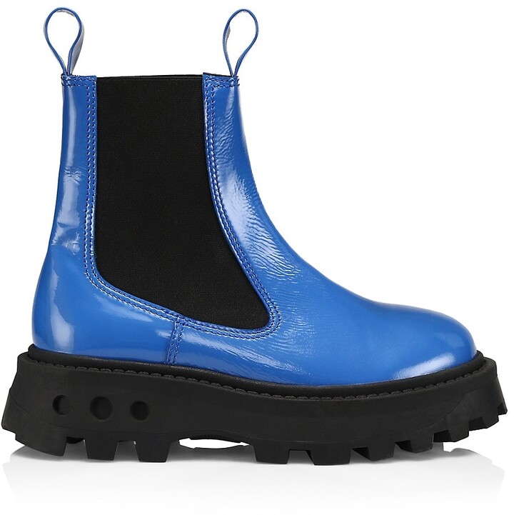 blue patent boots