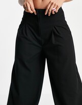 Thumbnail for your product : Pimkie wide leg tailored trousers in black