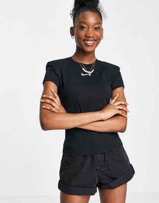 Nike padded sleeve t-shirt in black