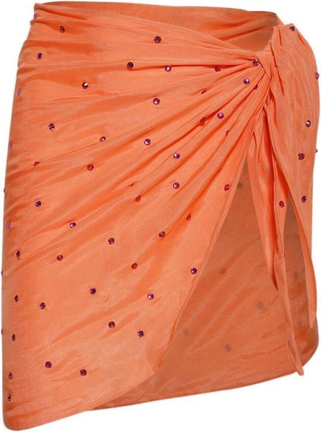 Oseree Embellished Crepe Mini Skirt