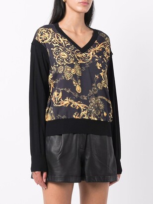 Versace Jeans Couture Baroque-print panelled jumper
