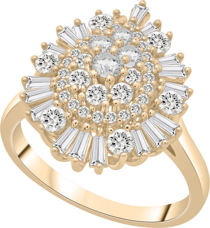 Wrapped in Love Diamond Round (0.72 ct. t.w.) and Baguette (0.28 ct. t.w.) Cluster Ring in 14K Yellow Gold