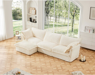 Latitude Run Living  3 Seater Deep Comfy Seat For Home L-shaped Slipcovered Relax