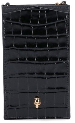 【関税込み】Skull Phone Case - Alexander Mcqueen - Leather - NEW $590 ALEXANDER MCQUEEN Red MINI SKULL Croc Embossed