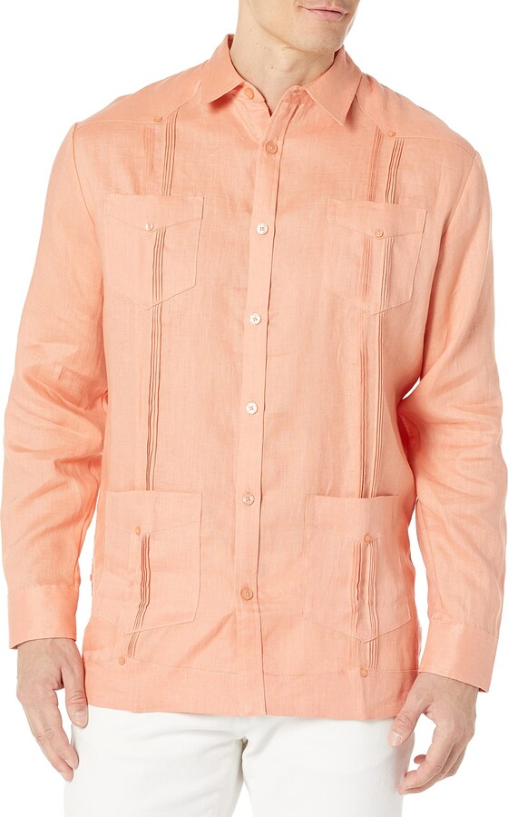 Cubavera Men's 100% Linen Four-Pocket Long Sleeve Button Down Guayabera  Shirt (Size Small-5X Big & Tall) - ShopStyle