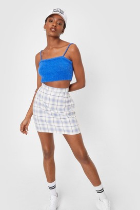 Nasty Gal Womens Fitted Check Mini Skirt - Blue - 14