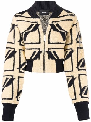 we11done Geometric-Print Fleece Jacket