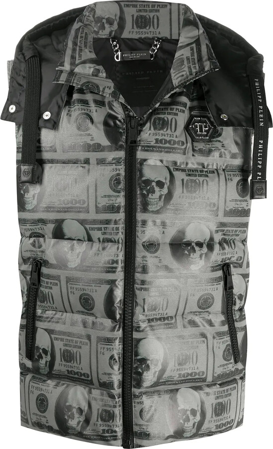 Philipp Plein SKull Dollar feather down vest