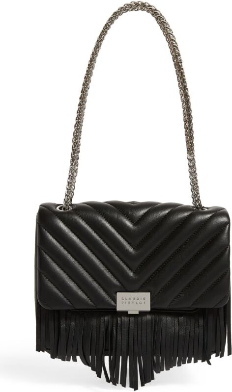 Black Leather Fringe Handbag | Shop the world's largest collection of  fashion | ShopStyle