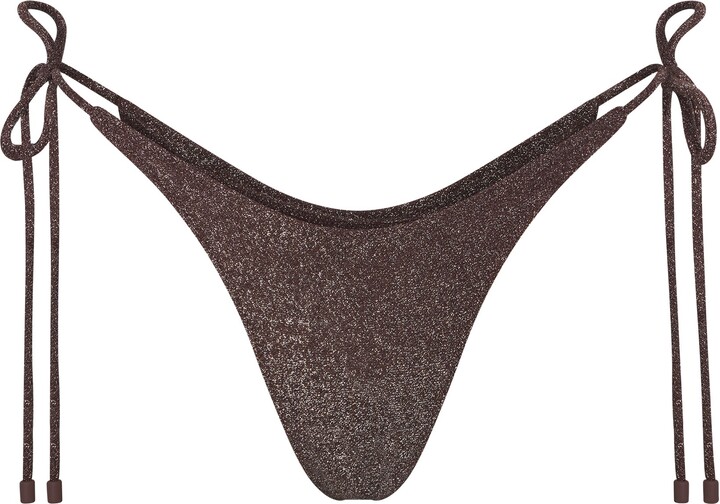 THE SKIMS BIKINI Glitter Swim Tie Bikini Bottom | Cocoa - ShopStyle