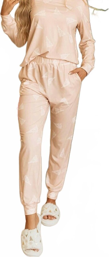 Aapparella Christmas Top And Jogger Set In Beige