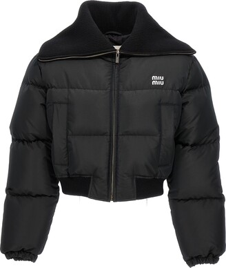 Miu Miu Cropped Logo Down Jacket - ShopStyle