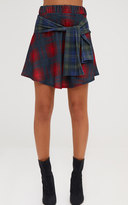Thumbnail for your product : PrettyLittleThing Red Check Tie Sleeve Mini Skirt