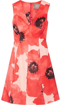 Lela Rose Floral-print Silk-gazar Dress - Papaya