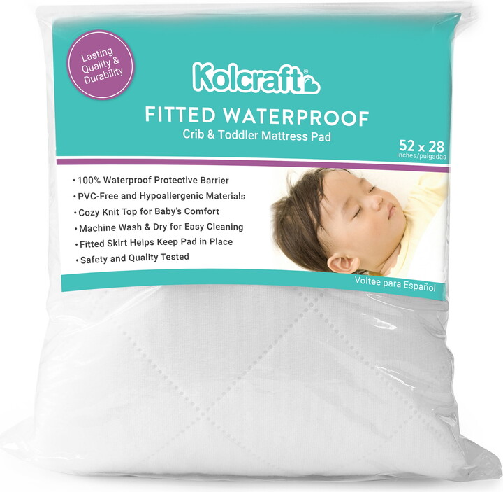 Kolcraft Fitted Waterproof Crib and Toddler Mattress Pad