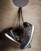 Thumbnail for your product : New Balance Embossed Leather Sneaker, Black/Gold