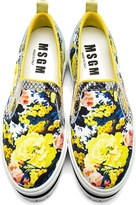 Thumbnail for your product : MSGM Blue & Yellow Floral Print Platform Sneakers