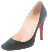Thumbnail for your product : Christian Louboutin Suede Square-Toe Pumps Green Suede Square-Toe Pumps