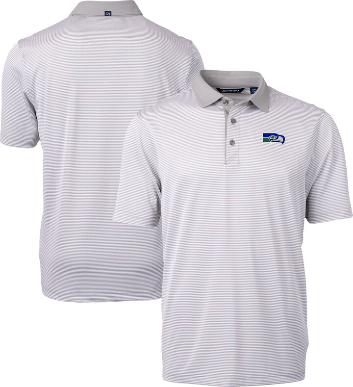 Men's Cutter & Buck Gray Seattle Seahawks Big & Tall Virtue Eco Pique Micro Stripe Recycled Polo