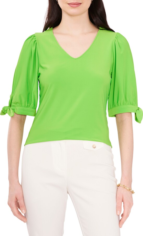 Chaus V-Neck Tie Sleeve Blouse