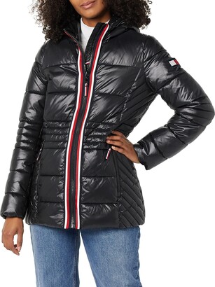 tommy hilfiger black puffer jacket women's
