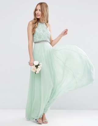 ASOS WEDDING Embellished Crop Top Maxi Dress