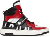 Thumbnail for your product : DSQUARED2 Icon print leather lace-up sneakers