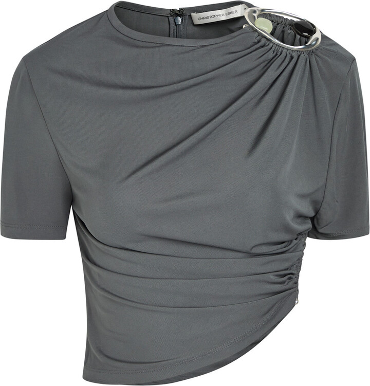 CHRISTOPHER ESBER Orica Cut-out Jersey Crop T-shirt