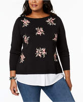 Thumbnail for your product : Charter Club Plus Size Embellished Layered-Look Sweater, Created for Macy's