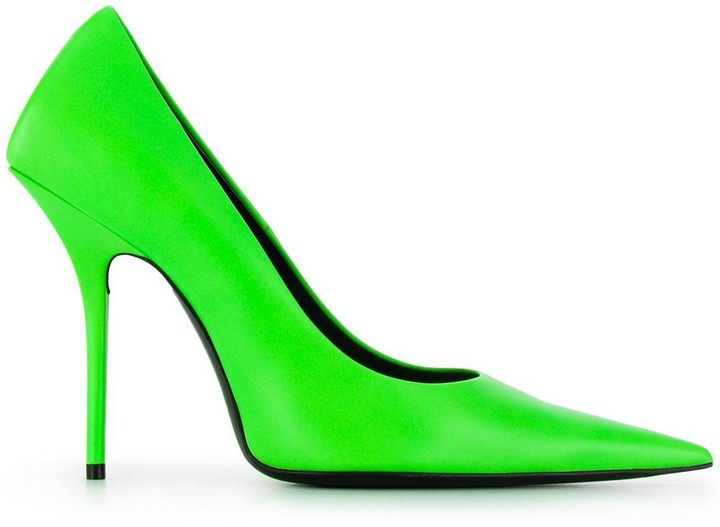 balenciaga green lace heels