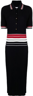 Thom Browne RWB-stripe knitted polo dress