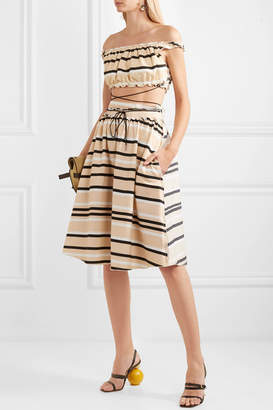 J.W.Anderson Off-the-shoulder Cutout Striped Cotton-blend Dress