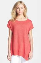 Thumbnail for your product : Eileen Fisher Cap Sleeve Organic Linen & Cotton Scoop Neck Top
