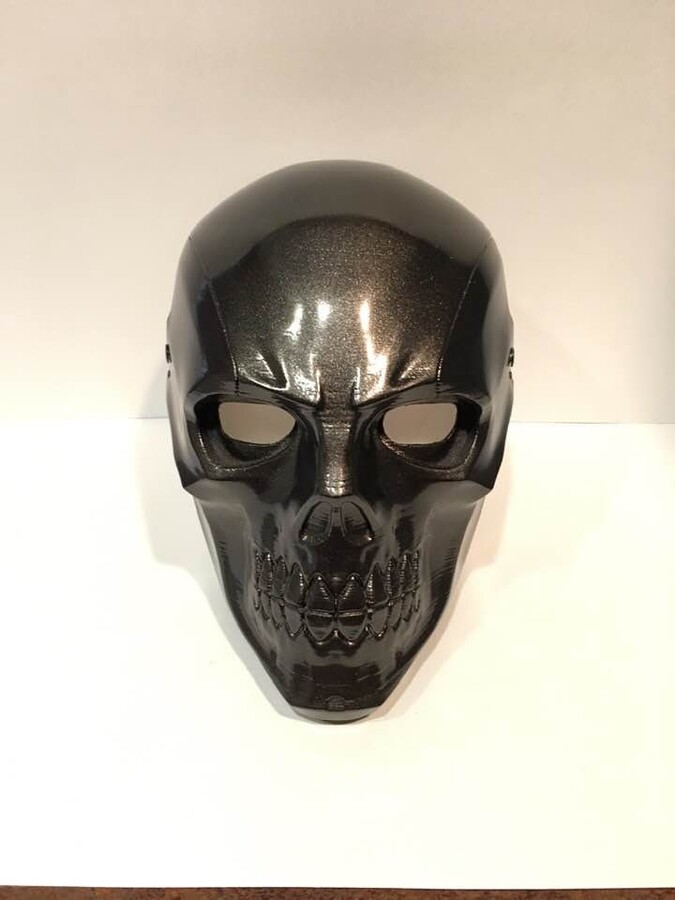 Etsy Black Mask Cosplay Helmet Front Only Metallic Night Costume Comics Halloween