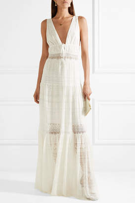 Jonathan Simkhai Lace-paneled Embroidered Silk-georgette Maxi Dress - White