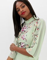 Thumbnail for your product : ASOS DESIGN embroidered high neck 70s midi dress
