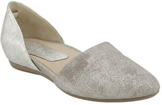 Earthies Women's Brie D'Orsay Flat - Grey Printed Suede Slip-on Shoes