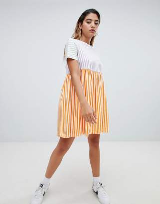 Noisy May short sleeve pop stripe smock dress